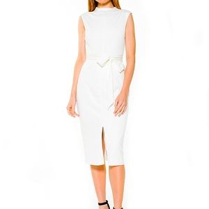 NWT Women's ALEXIA ADMOR Fara Front-Slit Sheath Dress WHITE Size 8